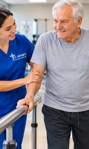 St. Anthony's caregiver with a resident