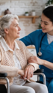 St. Anthony's caregiver with a resident